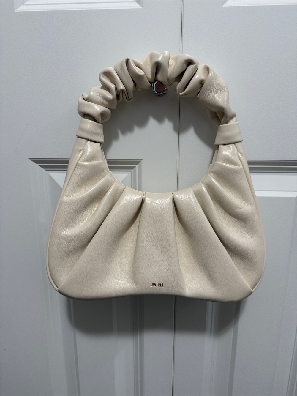 JW PEI Gabbi Cream Ruched Shoulder Hobo Bag